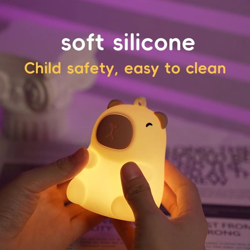 Capybara Cute Night Light and Squishy Silicone Lamp