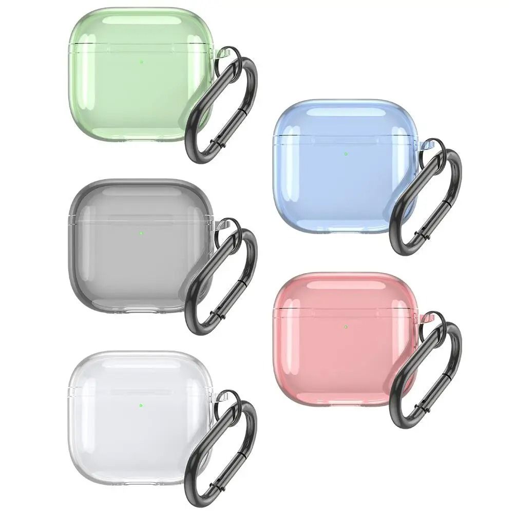 Transparent AirPods 4 Case Shockproof TPU Silicone Cover with Keychain
