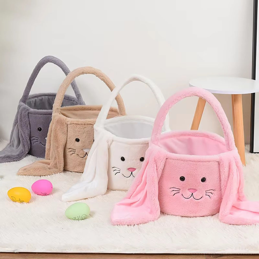 Lovely Easter Bunny Basket, Plush Candy Carry Basket, Bunny Gift Basket