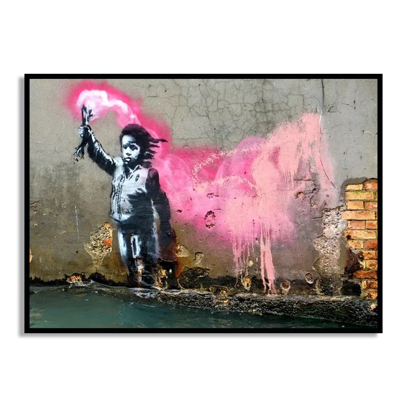 Banksy Graffiti Art Poster – Street Art Series Canvas Mural – Modern Banksy Image Wall Art