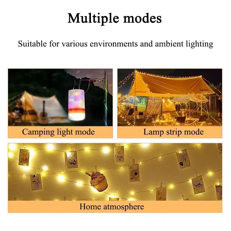 3-in-1 Rechargeable Camping String Lights Power Bank Tape Measure Lantern