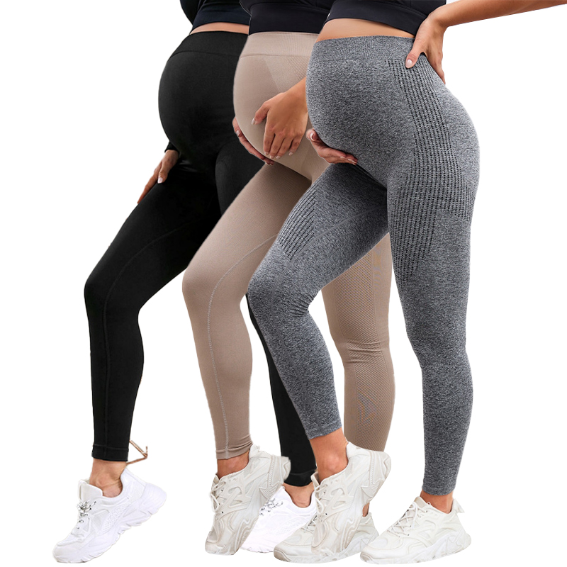 Elastic High Waist Maternity Leggings for Pregnant Women  Belly Support & Postpartum Body Shaper