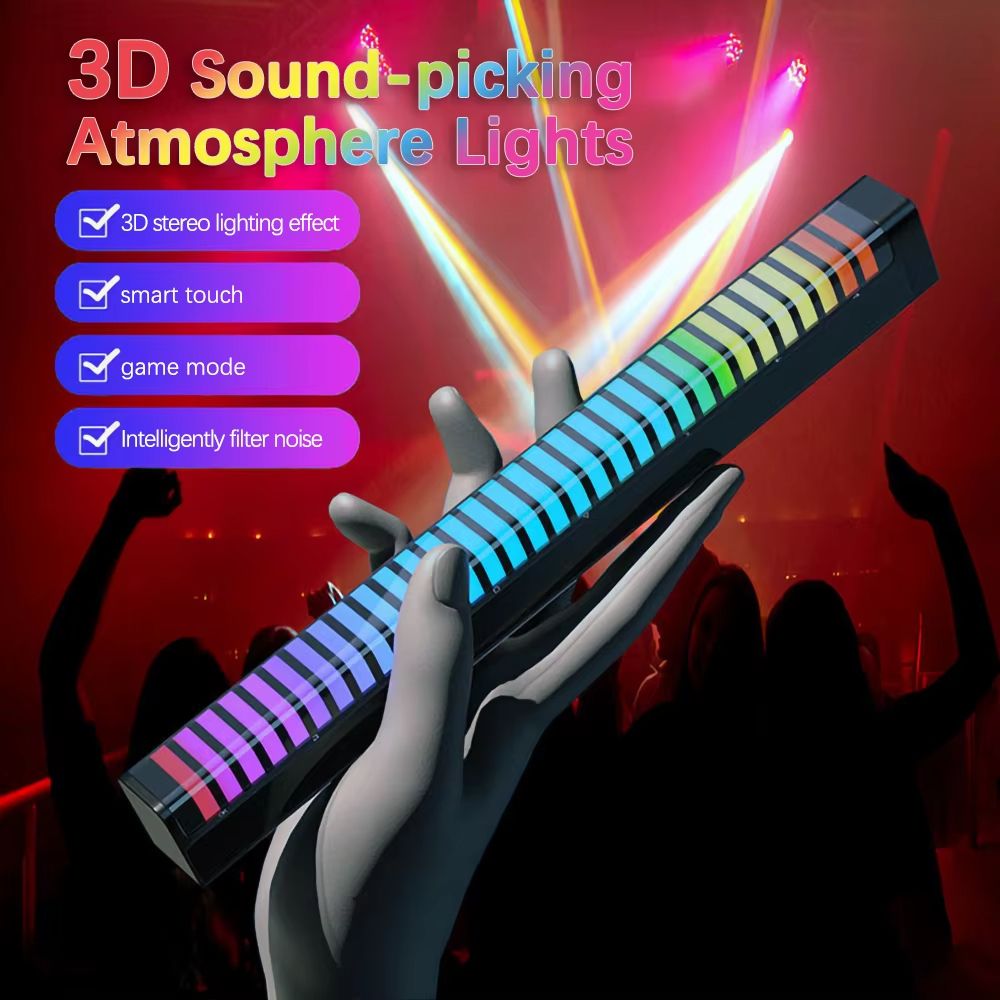AuraBeat Rechargeable Sound Activated RGB Light Bar 360 Ambient Lamp
