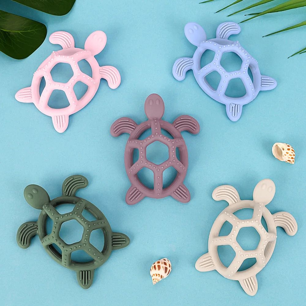 Silicone Turtle Baby Teether – Food-Grade Cartoon Animal Molar Toy
