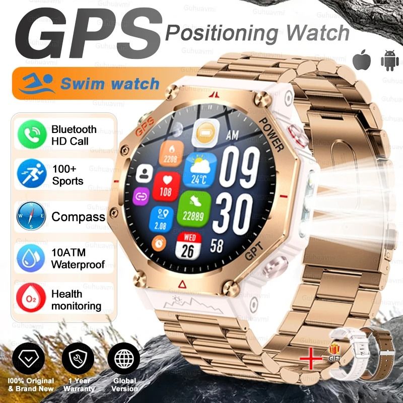 T-Rex 3 Ultra Military GPS Smartwatch with AMOLED Display, 10ATM Waterproof and Compass