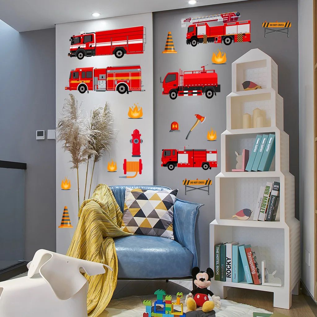 Cartoon Fire Truck Wall Sticker Decal