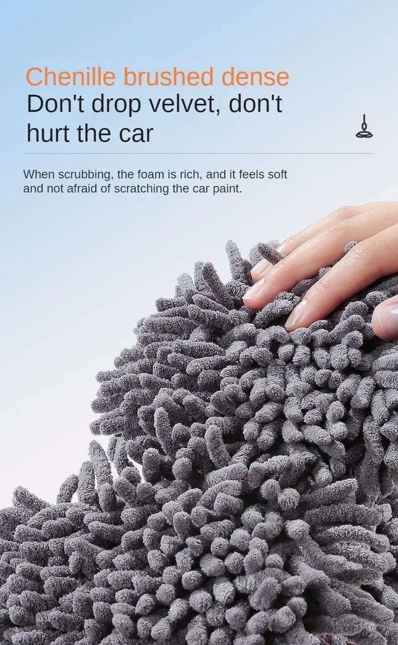 Dual-Head Telescopic Chenille Car Wash Mop