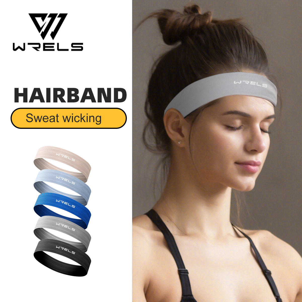 WRELS Anti-Slip Quick Dry Sports Headband – Breathable Elastic Fitness Sweatband for Yoga & Running