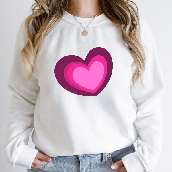 Heart Valentines Day Sweatshirt | Womens Cute Heart Graphic Crewneck Pullover for Valentine Outfit