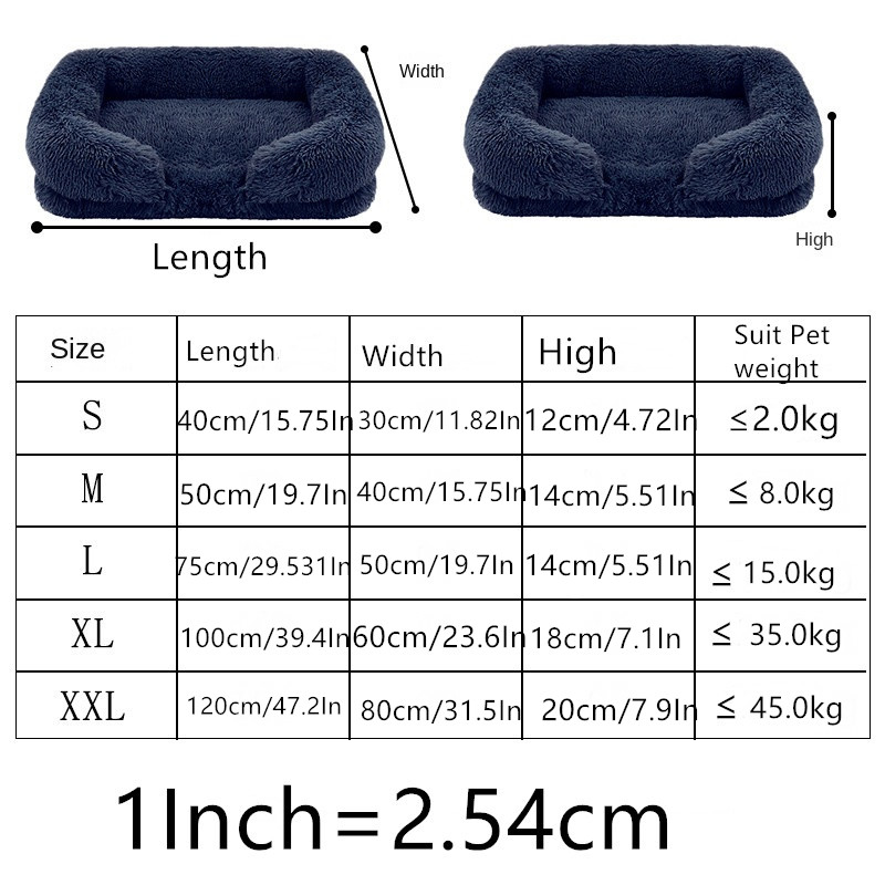 Dog Plush Pet Bed with Winter Thickened Pad and Removable Sleeping Sofa Pad