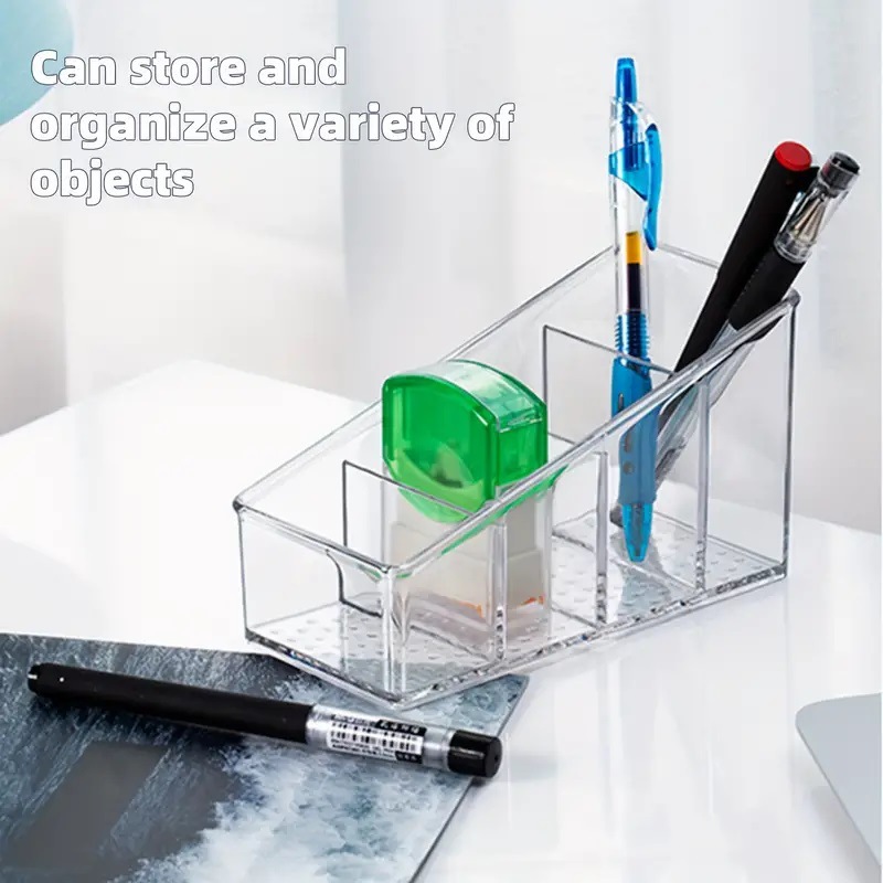 Clear Remote Control Holder with Divided Compartments – Multi-Purpose Organizer for Home & Office