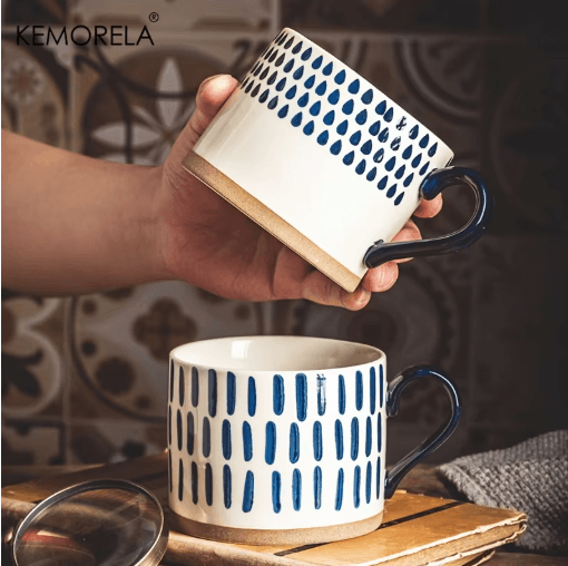 KEMORELA Japanese Ceramic Cup for Coffee, Milk & Breakfast Drinks