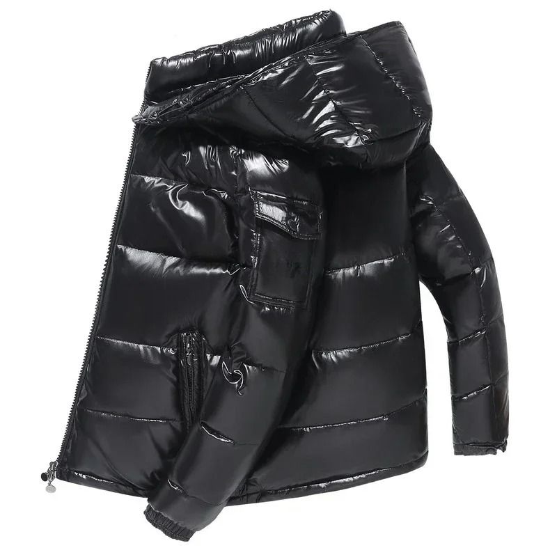 Mens High-Gloss Winter Parka | Thicken Thermal Warm Coa