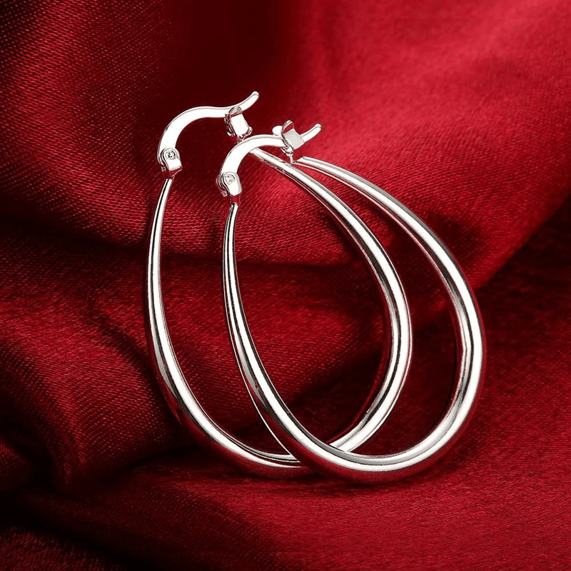 925 Sterling Silver Hoop Earrings – 41mm Smooth Circle Statement Hoops for Women