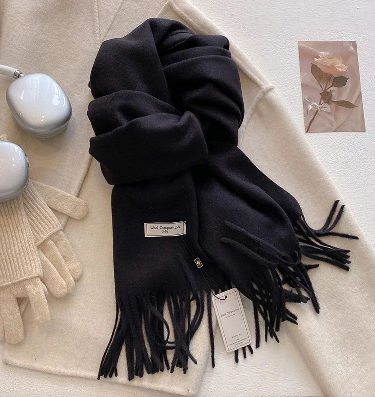 Luxury Winter Wool Blend Pashmina Scarf – Thick Cashmere-Feel Women's Shawl & Wrap 2024