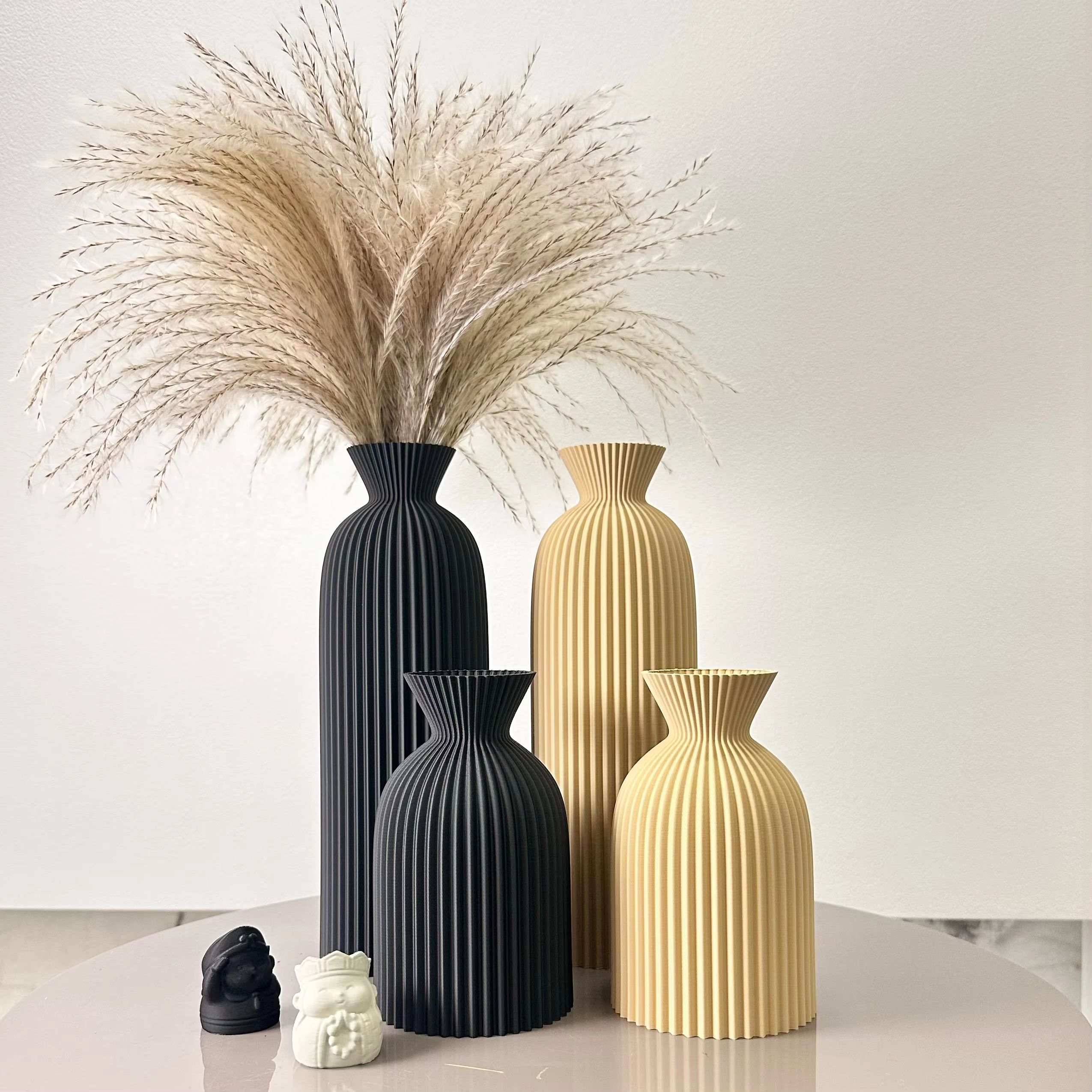 2-Piece Wavy Pattern Art Dry Vases Decorative Home Desktop Ornament