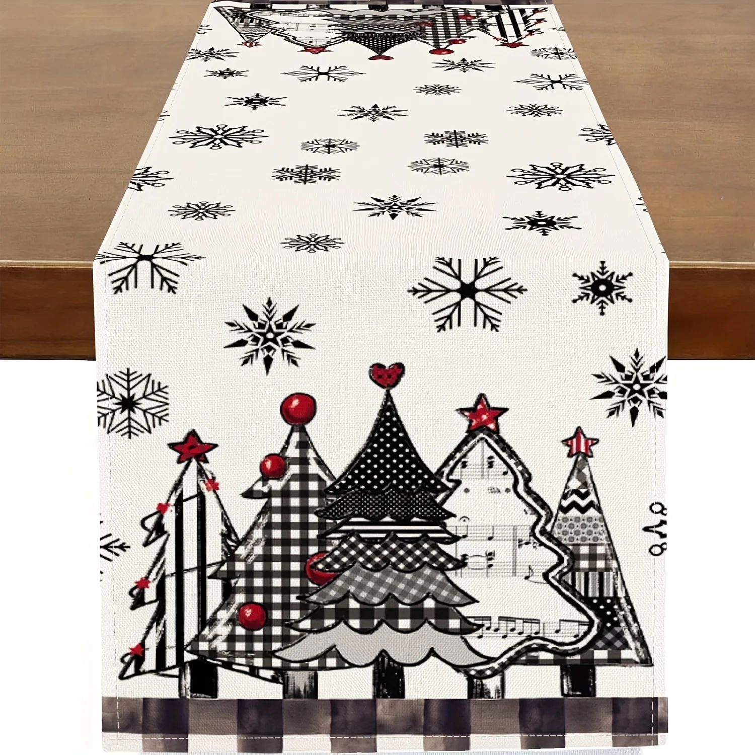 Retro Plaid Christmas Tree Table Runner