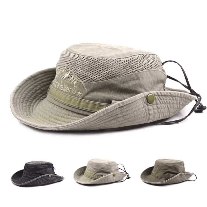 Mens Breathable Outdoor Mesh Bucket Hat for Summer Hiking and Sun Protection