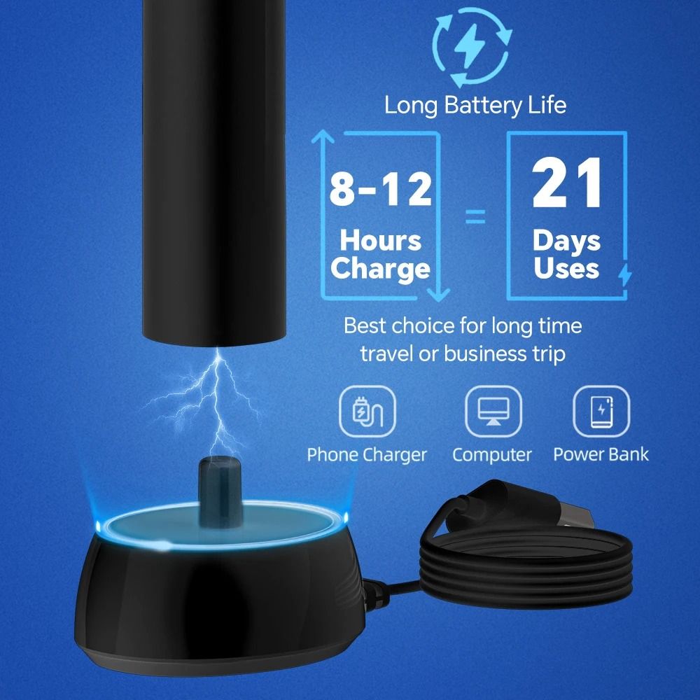 Smart Wireless Charging Rotating Electric Toothbrush 3 Modes Rechargeable