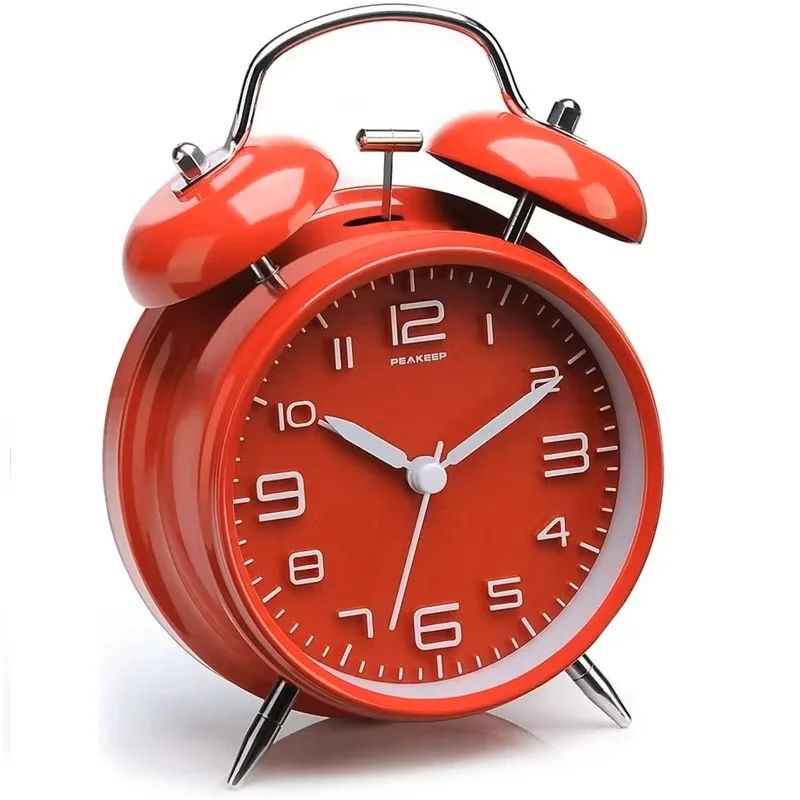 Classic Loud Twin Bell Alarm Clock with Backlight – Retro Metal Desk Clock, Battery Operated