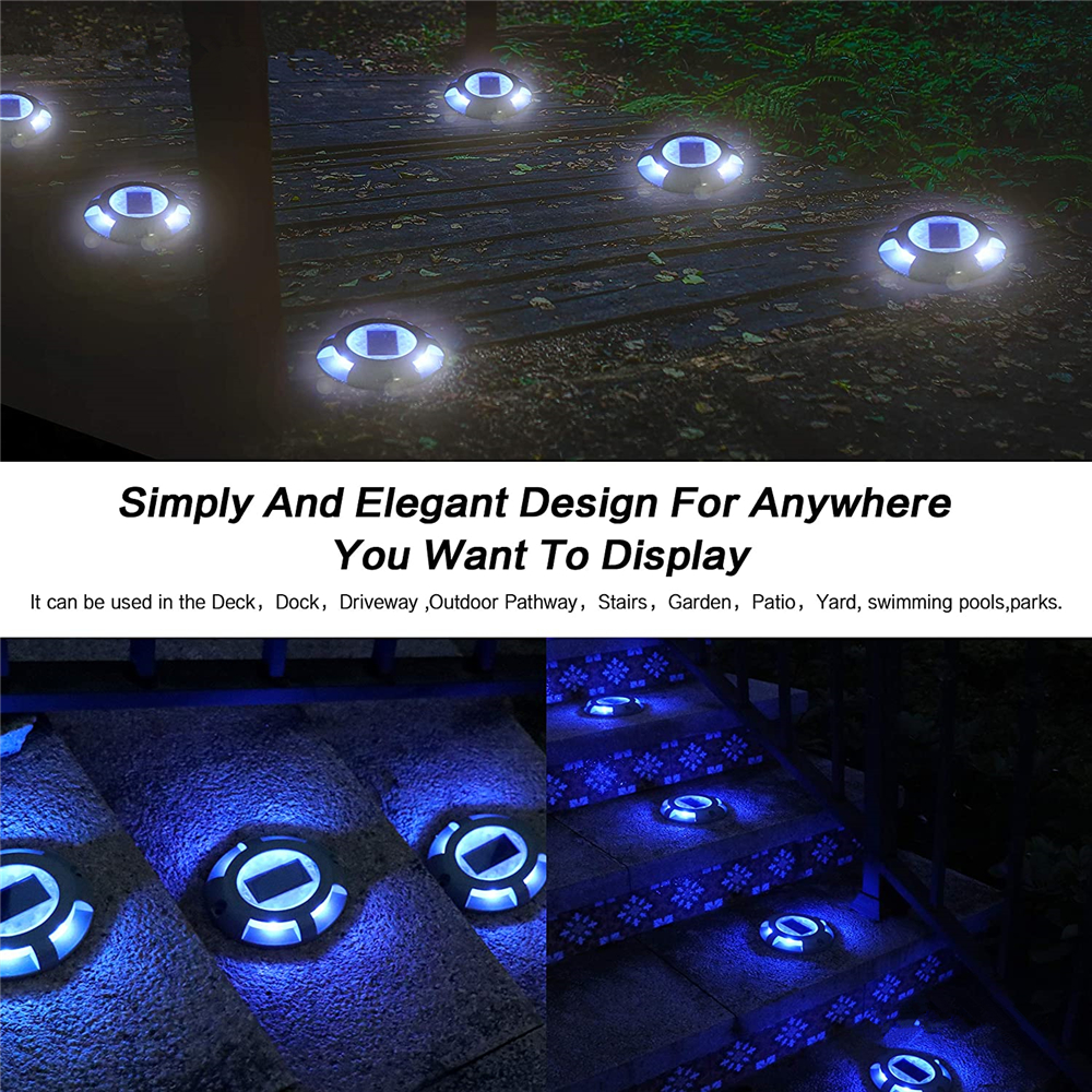 Waterproof Outdoor Led Solar Light Garden Deck Stair Lights, Ground Lamp for Driveway, Pathway, Dock, Road Marker
