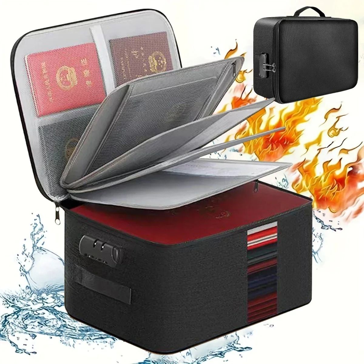 High Capacity Document Organizer Bag Lockable Oxford Passport Holder Multi Layer A4 File Storage Case