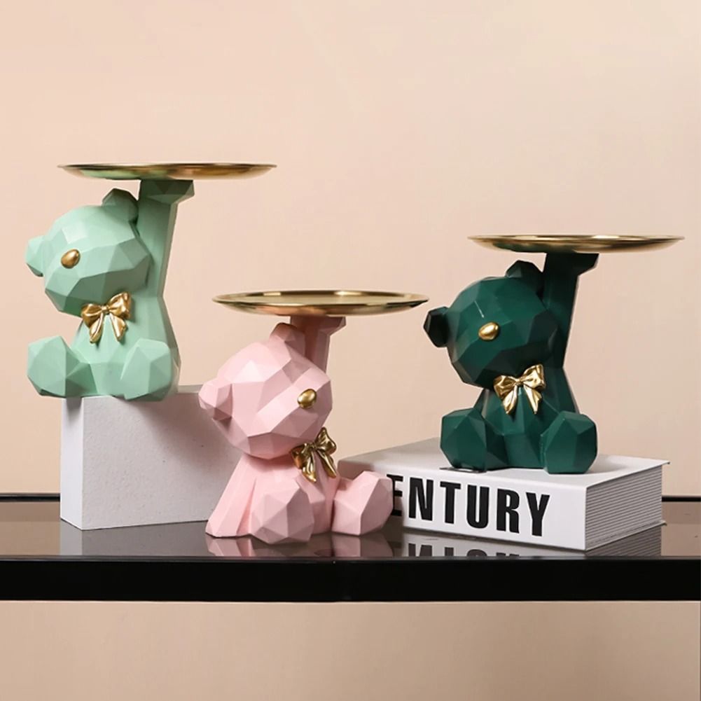 Geometric Bear Key Holder Figurine for Home Decoration