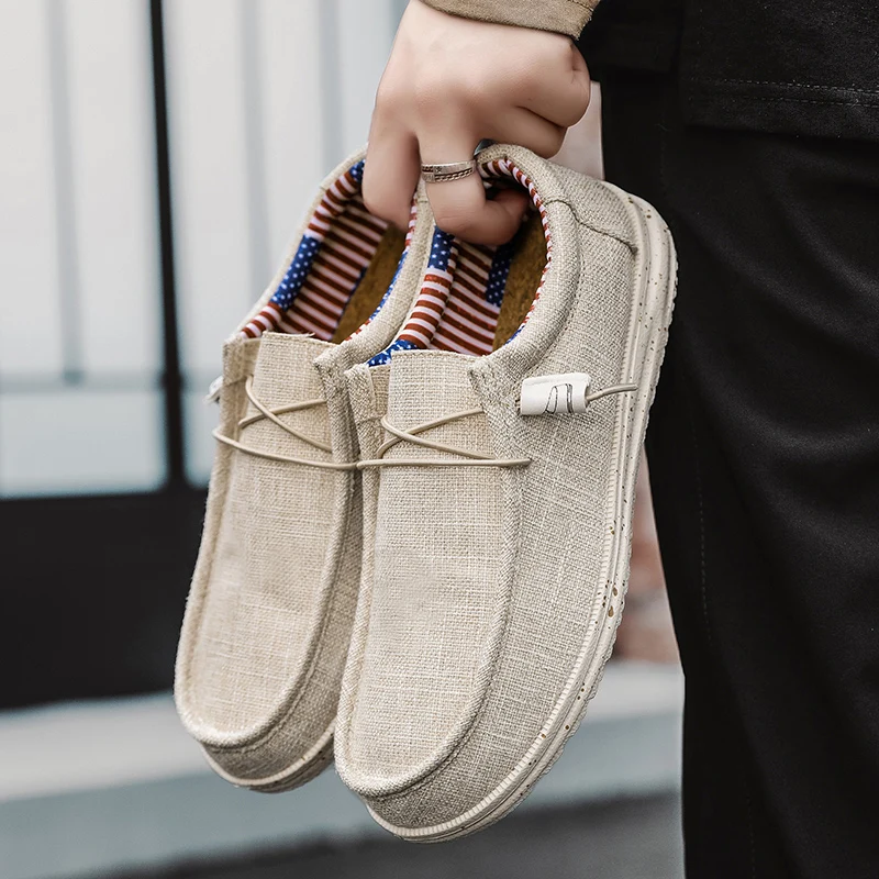 Comfortable Men Casual Shoes, Slip on Canvas Loafers, Non Slip Soft Moccasins, Summer Walking Flats Sneakers for Man