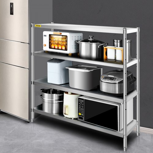 Stainless Steel Shelving Tier Adjustable Shelf Storage Unit, Heavy Duty Shelving for Kitchen, Garage, Commercial