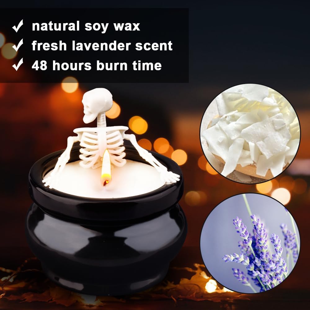 Skeleton Candle, Gothic Halloween Decor, Vintage Farmhouse Table Scents, Fall Home Decorations