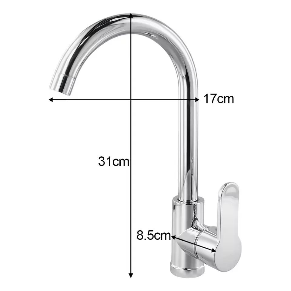 Stainless Steel Kitchen Basin Mixer – High-Pressure Splash-Proof Hot & Cold Faucet