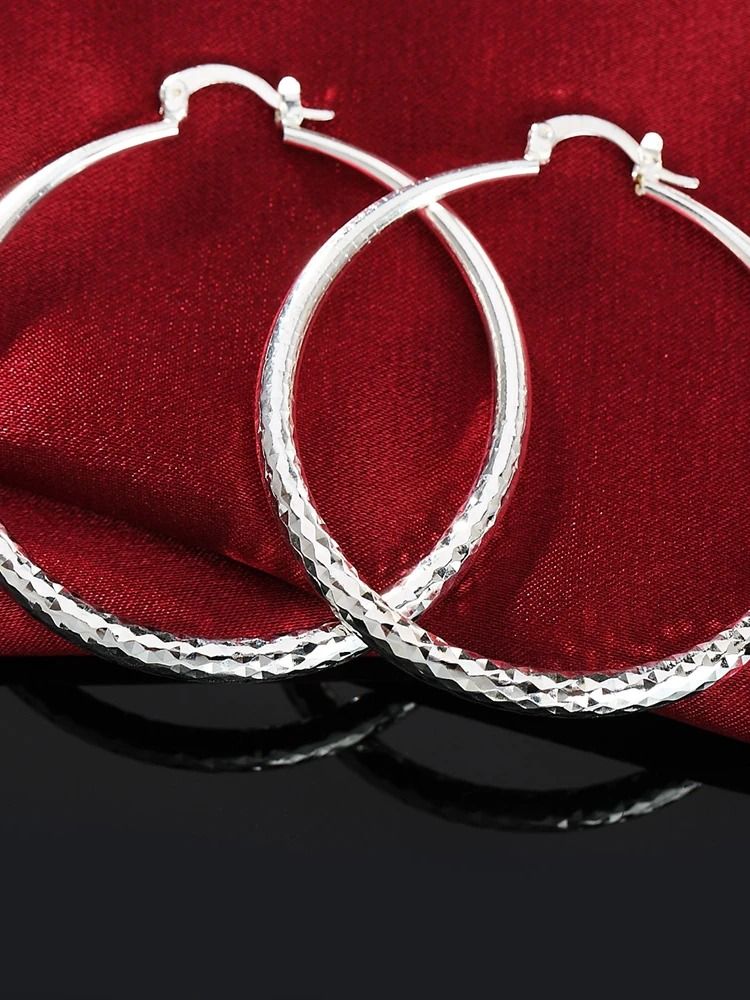 925 Sterling Silver 2 Inch Circle Hoop Earrings