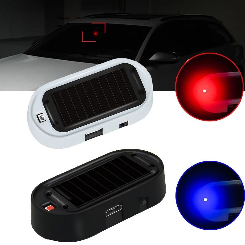 Solar Powered Dummy Car Alarm LED Security Warning Light Set