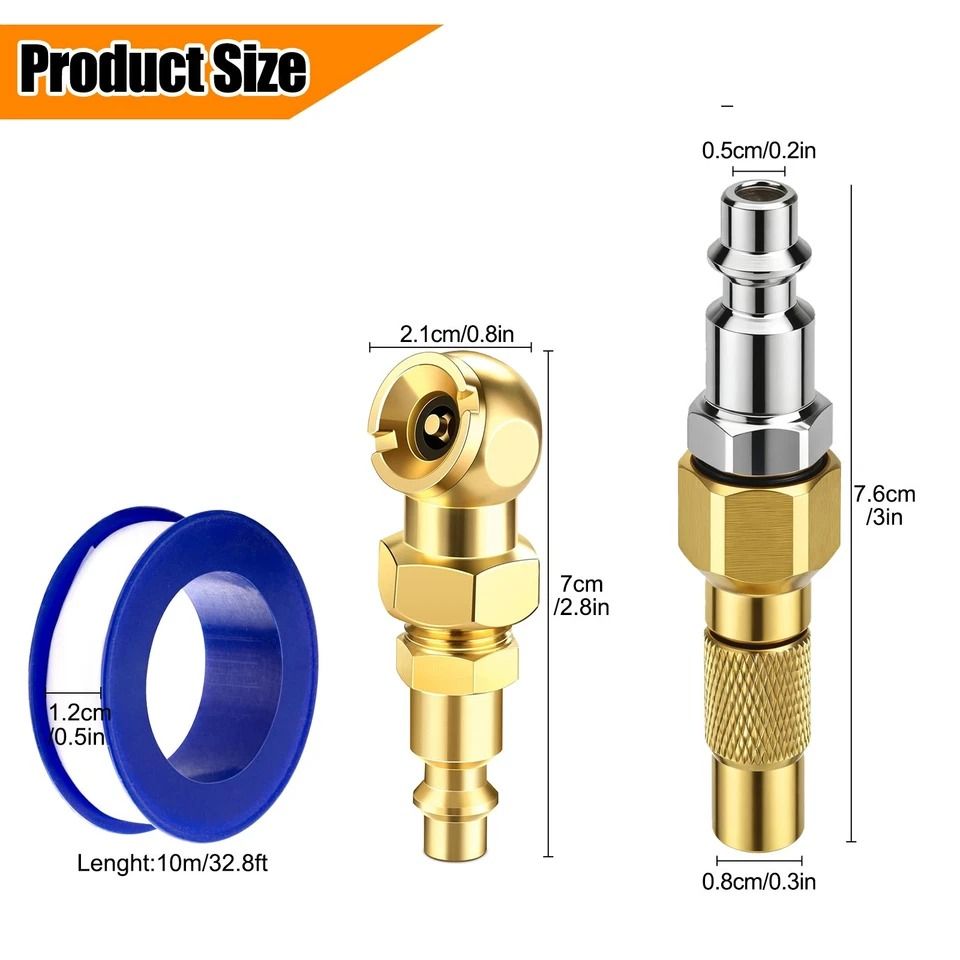 Twist-On Air Chuck Closed Ball, Tire Inflator Nozzle NPT for Air Compressors, Leak Proof Brass Kit