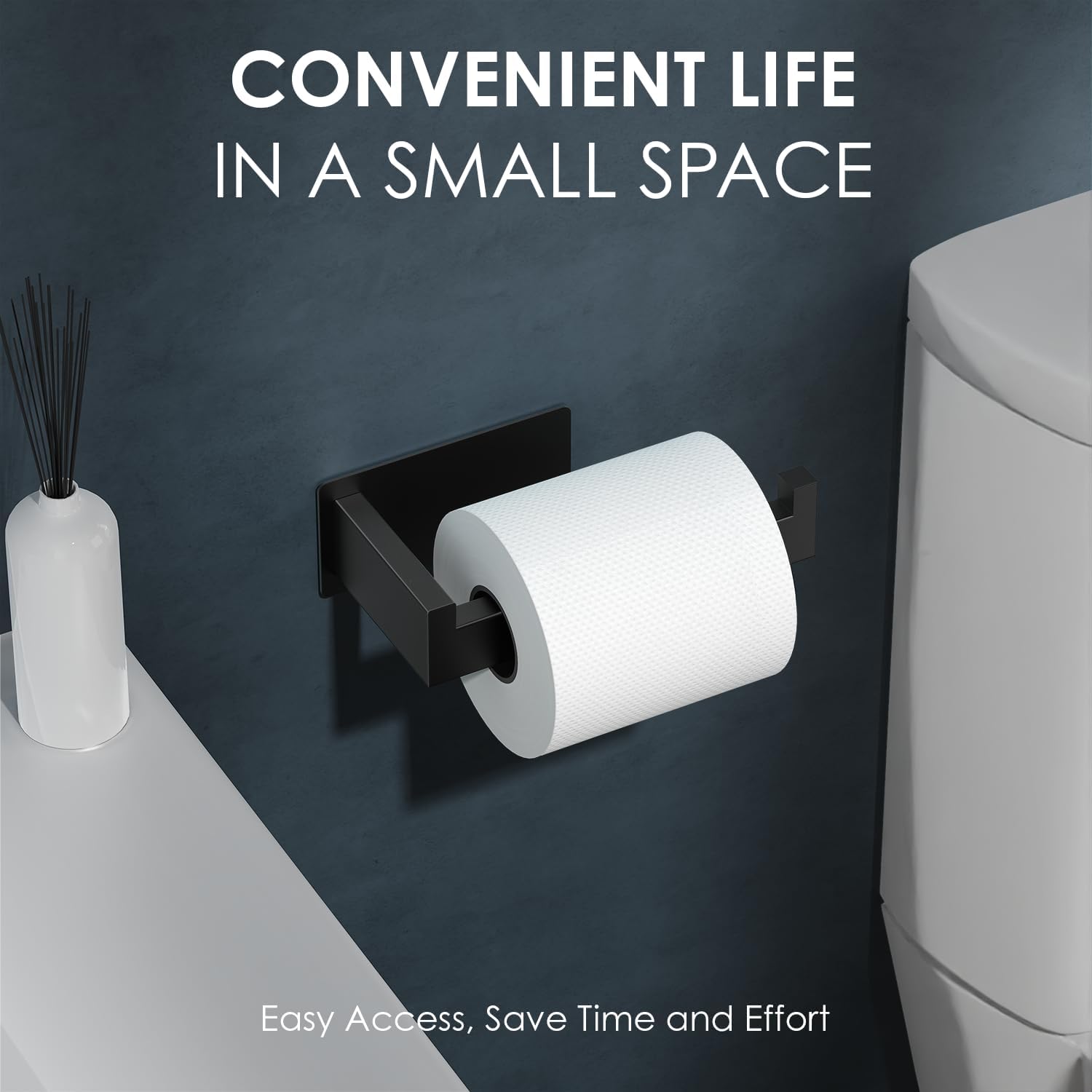 Stainless Steel Toilet Paper Holder, Adhesive Tissue Hanger, Waterproof Paper Towels Stand