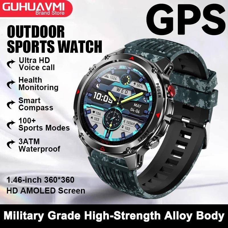 2025 GPS Map Navigation Smartwatch | AMOLED HD Display & Compass | Executive 3ATM Waterproof NFC Bluetooth Call System