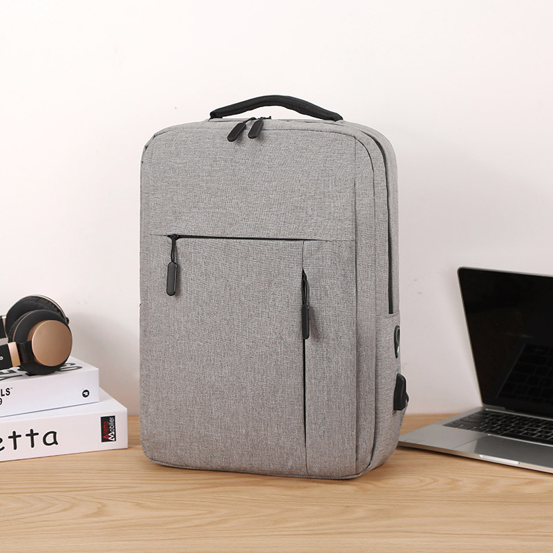 Unisex Business Casual Laptop Backpack with USB Charging Port Lightweight Nylon Shoulder Bag