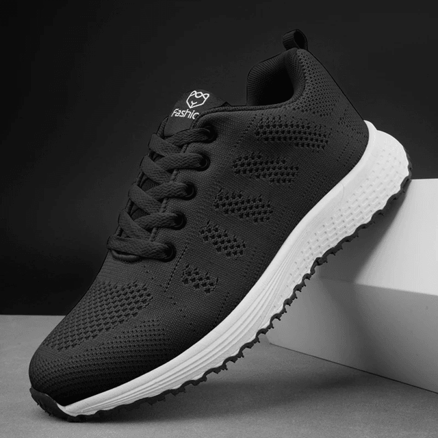 Women's Lightweight Knit Walking Sneakers – Breathable Casual Lace Up Shoes