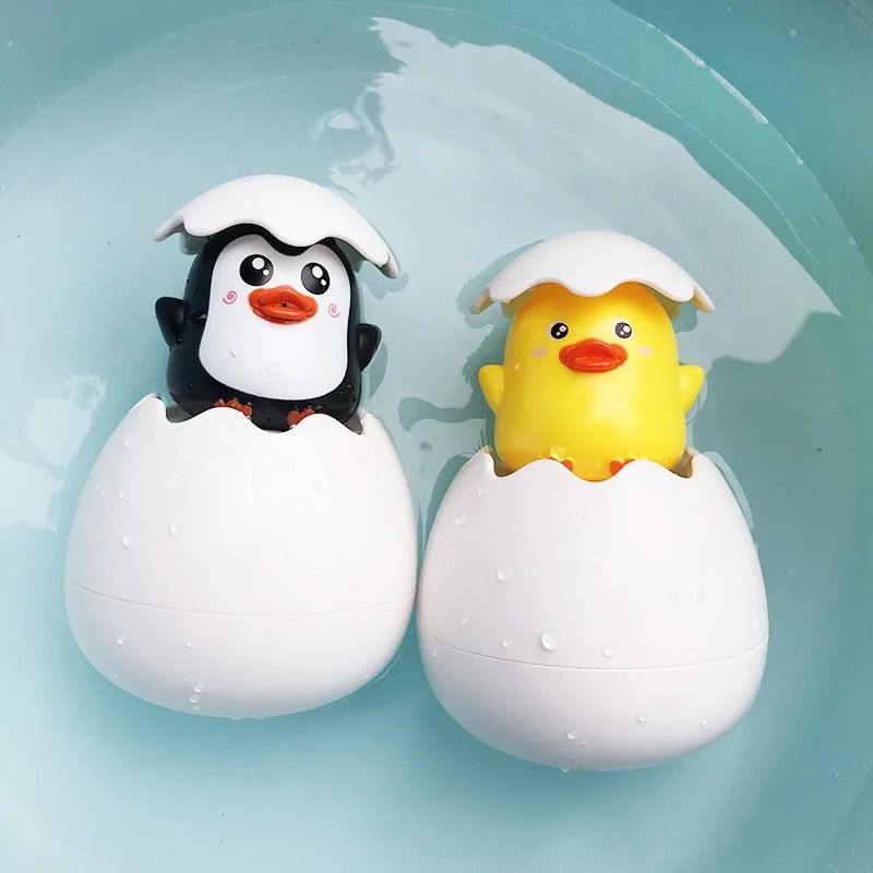 Cute Infant Bath Toy Set with Water Sprinkler and Animal Egg Design