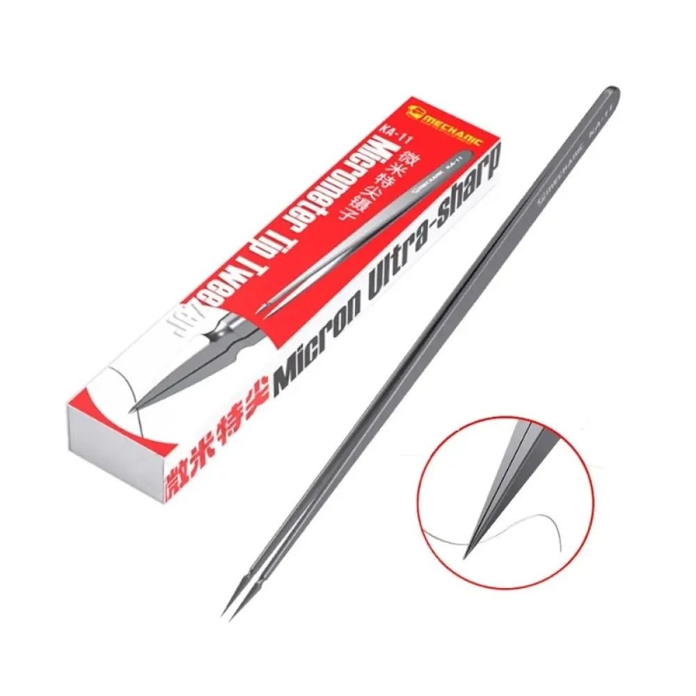 MECHANIC KA11 Stainless Steel Tweezers for Chip Repair Jump Wire Clamping and Tin Planting