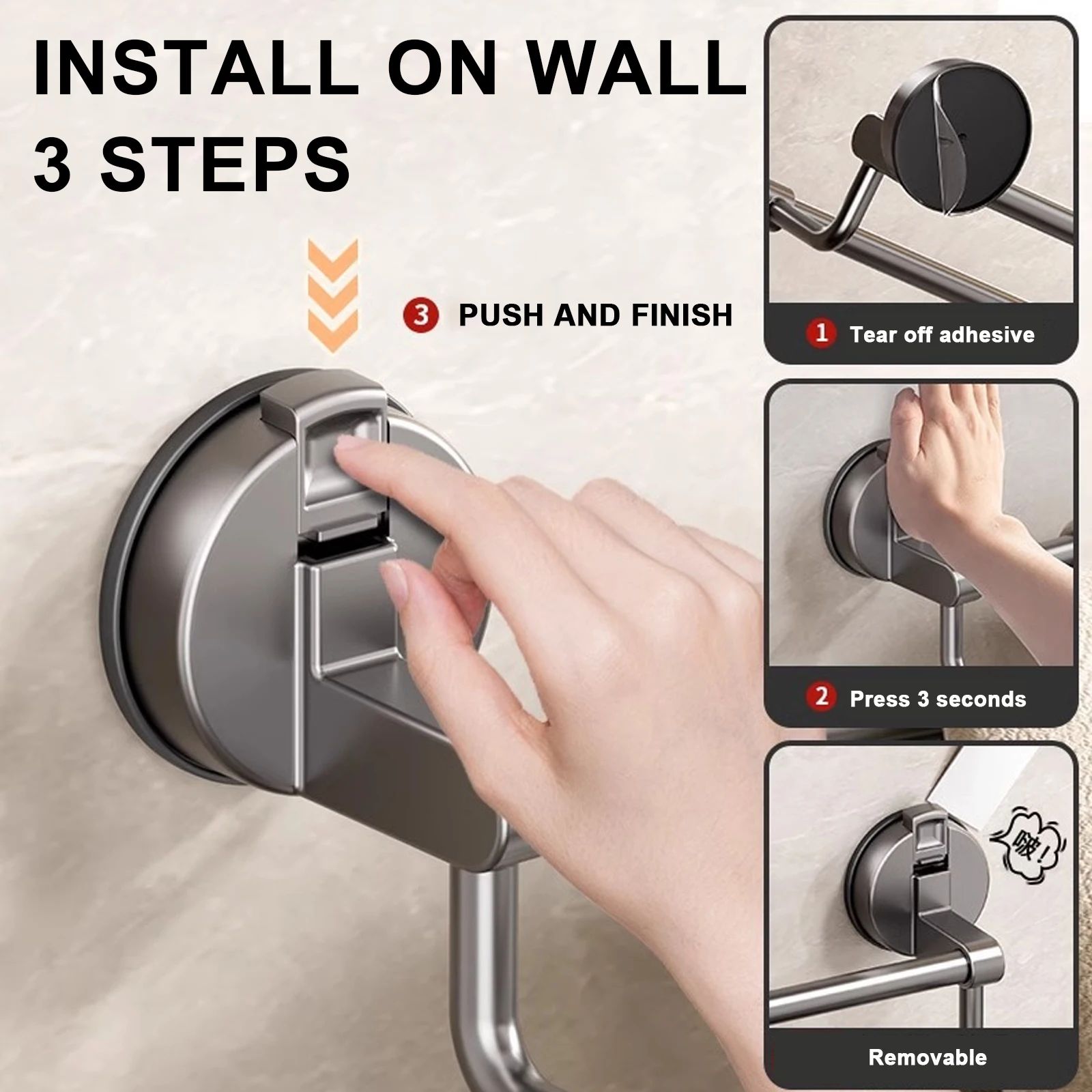 Suction Cup Double Bar Bathroom Towel Rack