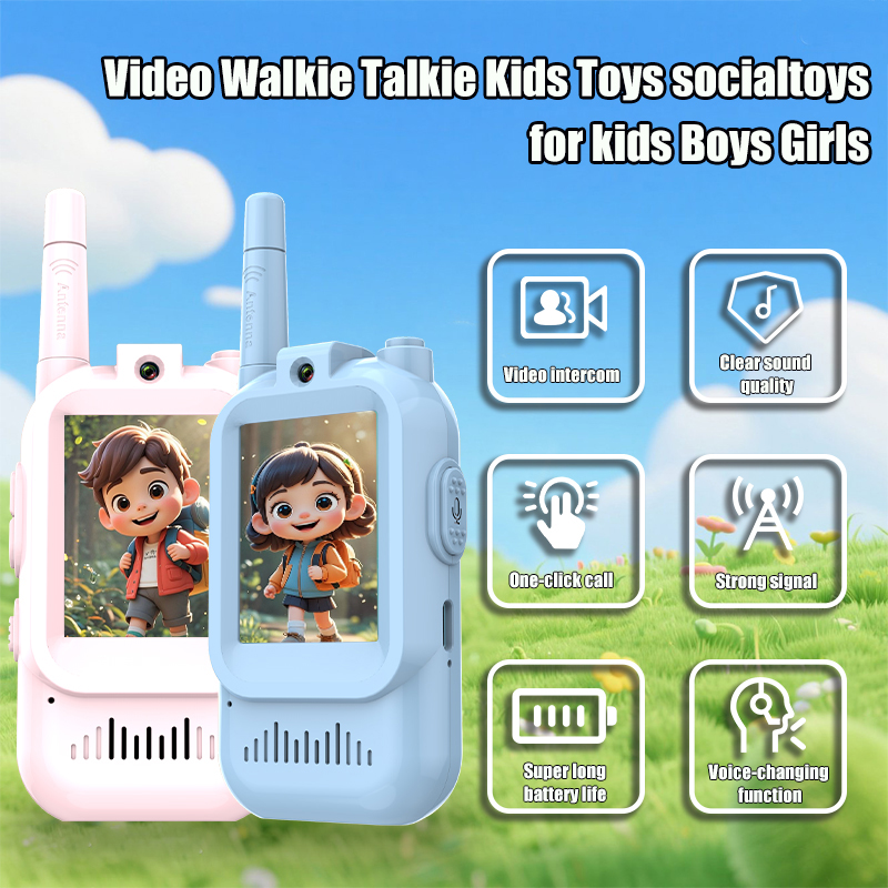 Interactive Kids Video Walkie Talkies Rechargeable with HD Screen & Voice Changer