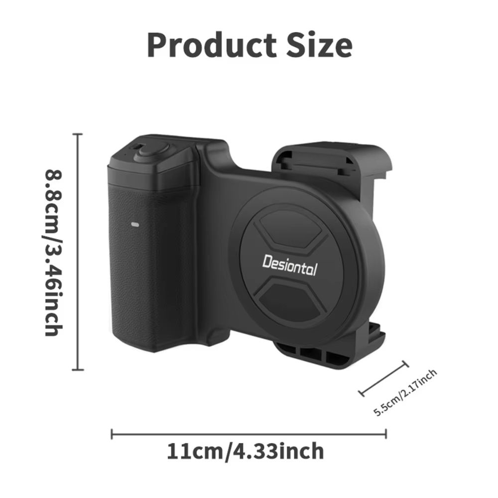 Sleek Selfie Grip and Phone Camera Grip with Detachable Bluetooth Remote