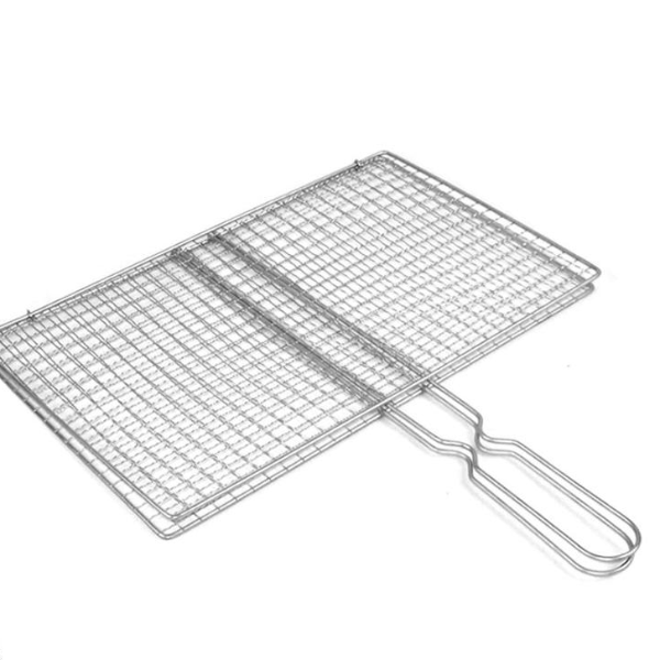 Barbecue Grilling Basket, BBQ Net, Steak Meat, Fish Net, Vegetable, Silver Iron Mesh Clamp