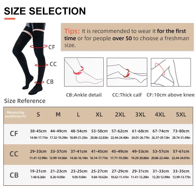 Medical Compression Stockings 20–30mmHg – Graduated Pressure Thigh-High Socks for Varicose Veins, Edema & Swelling Relie