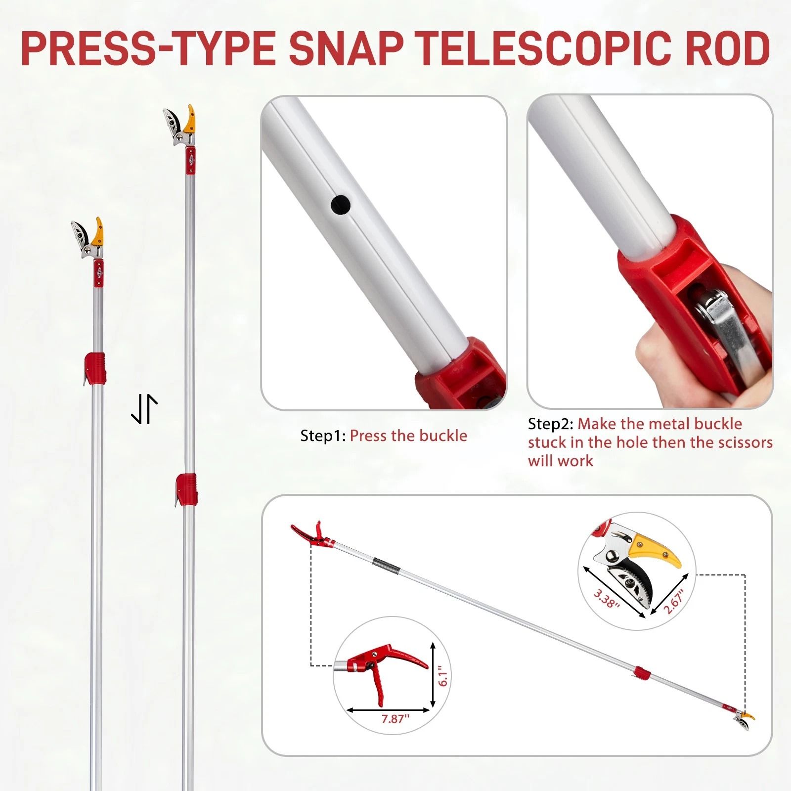 Telescopic Pole Pruner & Fruit Picker, Tree Branch Cutter, Adjustable & Lightweight