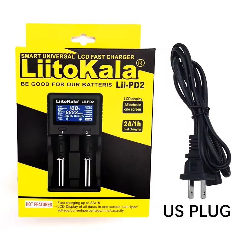 Universal Dual Slot Smart Battery Charger Compatible with Liion LiFePO4 and NiMH Cells