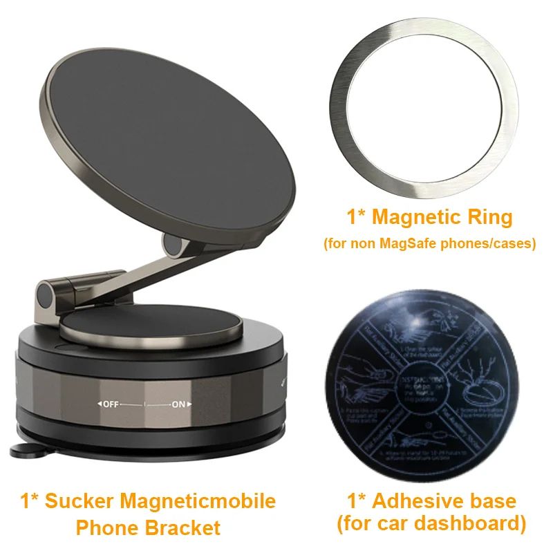 360 Degree Vacuum Magnetic Car Phone Holder Universal Suction Mount