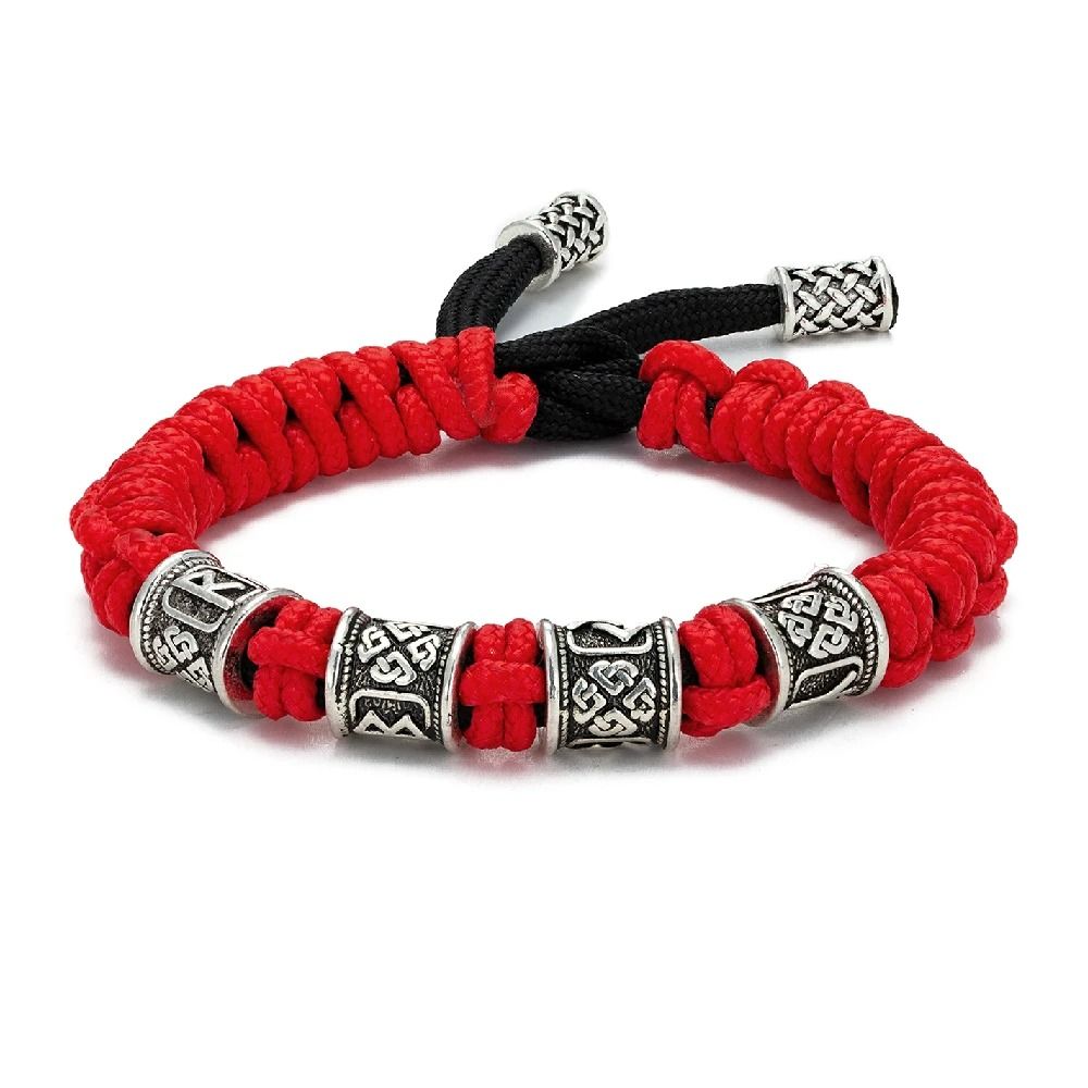 Handmade Viking Paracord Bracelet for Men with Norse Runes and Survival Rope Design
