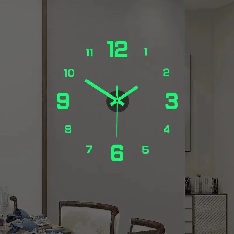 EuraGlow Luminous DIY Wall Clock – Modern Silent 3D Digital Clock with Punch-Free Installation for Home & Office